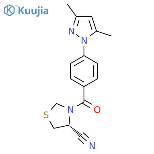 (4R)-3-[4-(3,5-Dimethylpyrazol-1-yl)benzoyl]-1,3-thiazolidine-4-carbonitrile structure
