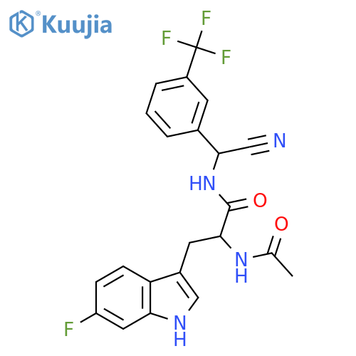 N-{cyano[3-(trifluoromethyl)phenyl]methyl}-2-acetamido-3-(6-fluoro-1H-indol-3-yl)propanamide structure
