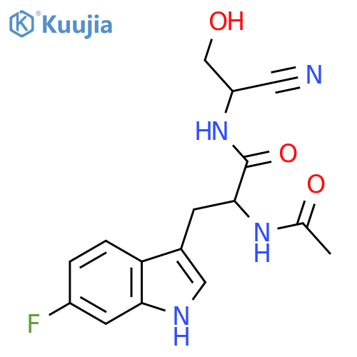 α-(Acetylamino)-N-(1-cyano-2-hydroxyethyl)-6-fluoro-1H-indole-3-propanamide structure
