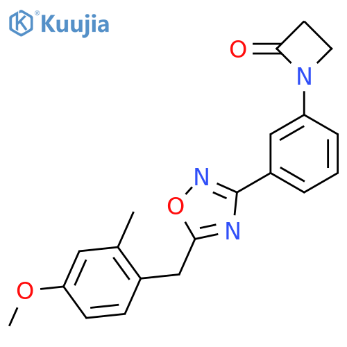 1-(3-{5-[(4-Methoxy-2-methylphenyl)methyl]-1,2,4-oxadiazol-3-yl}phenyl)azetidin-2-one structure