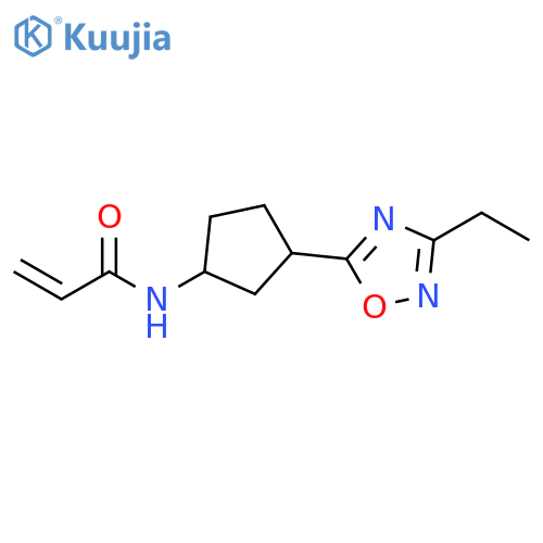 N-3-(3-ethyl-1,2,4-oxadiazol-5-yl)cyclopentylprop-2-enamide structure