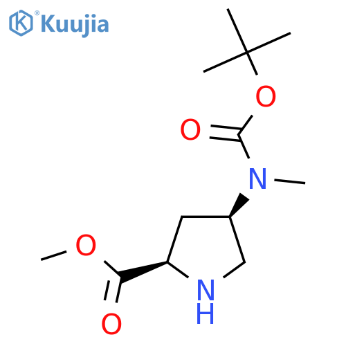 methyl (2R,4R)-4-[tert-butoxycarbonyl(methyl)amino]pyrrolidine-2-carboxylate structure