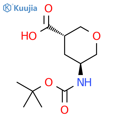 (3S,5S)-5-(tert-butoxycarbonylamino)tetrahydropyran-3-carboxylic acid structure