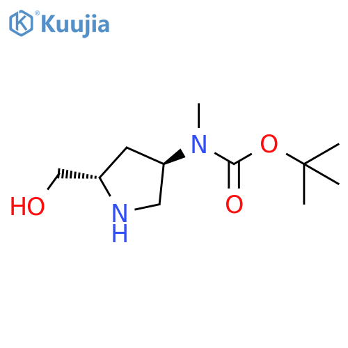 tert-butyl N-[(3R,5S)-5-(hydroxymethyl)pyrrolidin-3-yl]-N-methyl-carbamate structure