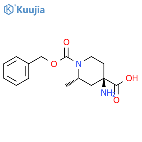 (2S,4R)-4-amino-1-[(benzyloxy)carbonyl]-2-methylpiperidine-4-carboxylic acid structure
