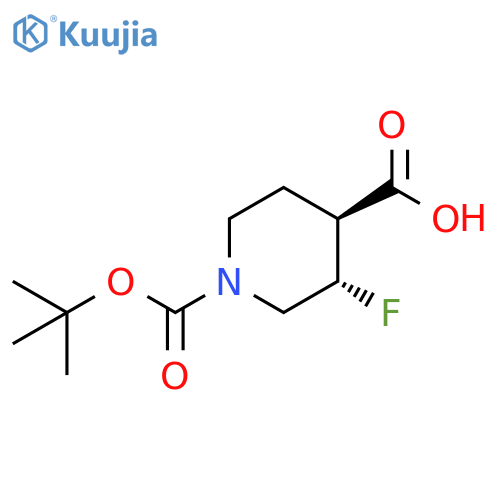 (3S,4S)-1-tert-butoxycarbonyl-3-fluoro-piperidine-4-carboxylic acid structure