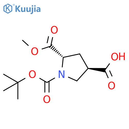 (3R,5S)-1-tert-butoxycarbonyl-5-methoxycarbonyl-pyrrolidine-3-carboxylic acid structure