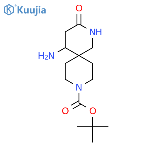 tert-Butyl 5-amino-3-oxo-2,9-diazaspiro[5.5]undecane-9-carboxylate structure