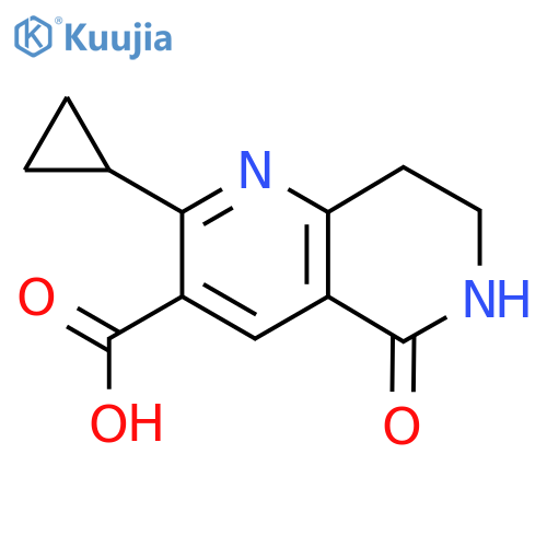 2-cyclopropyl-5-oxo-7,8-dihydro-6H-1,6-naphthyridine-3-carboxylic acid structure