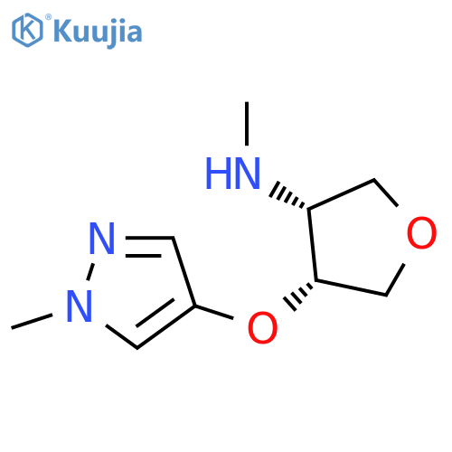 rac-(3R,4R)-N-methyl-4-(1-methyl-1H-pyrazol-4-yl)oxyoxolan-3-amine structure