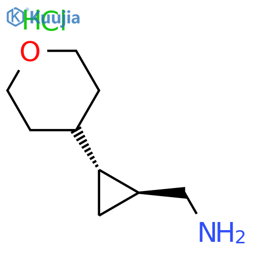 Cyclopropanemethanamine, 2-(tetrahydro-2H-pyran-4-yl)-, hydrochloride (1:1), (1R,2S)-rel-  structure