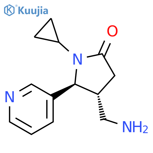 rac-(4R,5S)-4-(aminomethyl)-1-cyclopropyl-5-(pyridin-3-yl)pyrrolidin-2-one structure