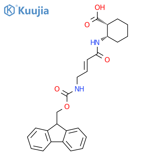 rac-(1R,2S)-2-4-({(9H-fluoren-9-yl)methoxycarbonyl}amino)but-2-enamidocyclohexane-1-carboxylic acid structure