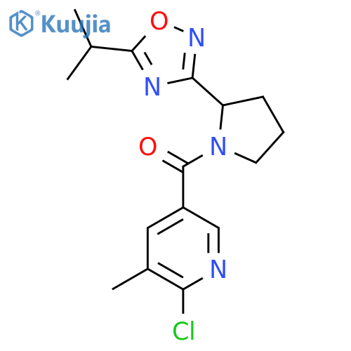 2-Chloro-3-methyl-5-{2-[5-(propan-2-yl)-1,2,4-oxadiazol-3-yl]pyrrolidine-1-carbonyl}pyridine structure