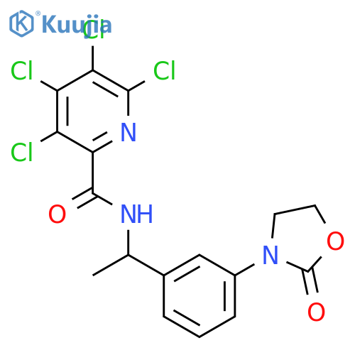 3,4,5,6-tetrachloro-N-{1-[3-(2-oxo-1,3-oxazolidin-3-yl)phenyl]ethyl}pyridine-2-carboxamide structure