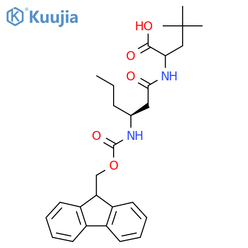 2-(3S)-3-({(9H-fluoren-9-yl)methoxycarbonyl}amino)hexanamido-4,4-dimethylpentanoic acid structure