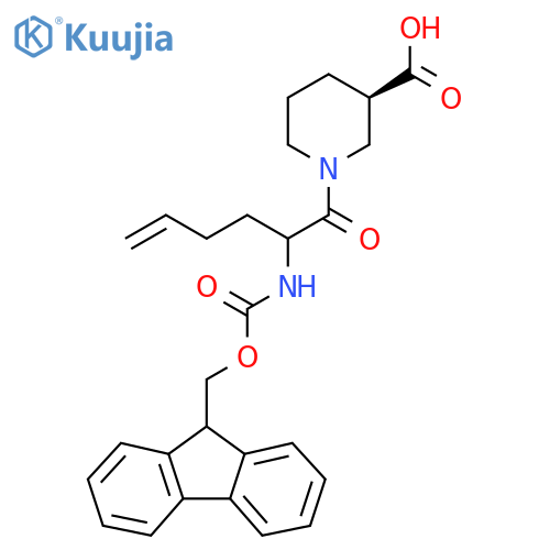 (3R)-1-2-({(9H-fluoren-9-yl)methoxycarbonyl}amino)hex-5-enoylpiperidine-3-carboxylic acid structure