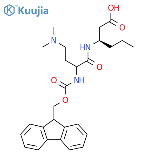 (3R)-3-4-(dimethylamino)-2-({(9H-fluoren-9-yl)methoxycarbonyl}amino)butanamidohexanoic acid structure