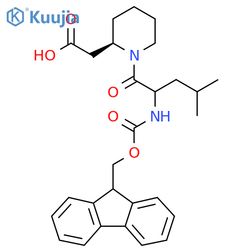 2-(2R)-1-2-({(9H-fluoren-9-yl)methoxycarbonyl}amino)-4-methylpentanoylpiperidin-2-ylacetic acid structure
