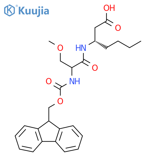 (3S)-3-2-({(9H-fluoren-9-yl)methoxycarbonyl}amino)-3-methoxypropanamidoheptanoic acid structure