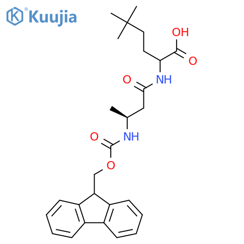 2-(3S)-3-({(9H-fluoren-9-yl)methoxycarbonyl}amino)butanamido-5,5-dimethylhexanoic acid structure