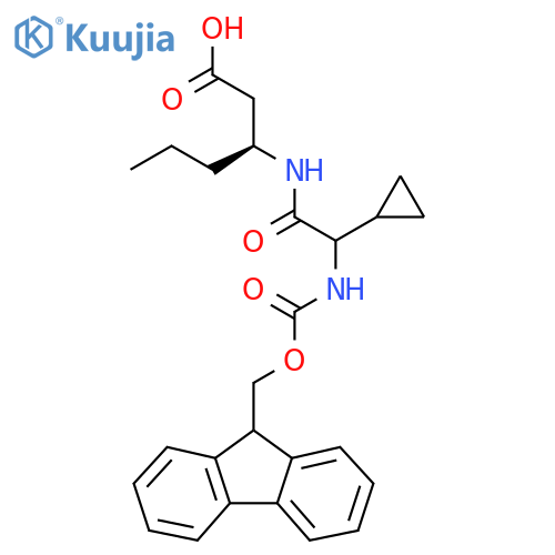 (3S)-3-2-cyclopropyl-2-({(9H-fluoren-9-yl)methoxycarbonyl}amino)acetamidohexanoic acid structure