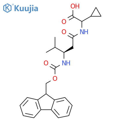 2-cyclopropyl-2-(3R)-3-({(9H-fluoren-9-yl)methoxycarbonyl}amino)-4-methylpentanamidoacetic acid structure