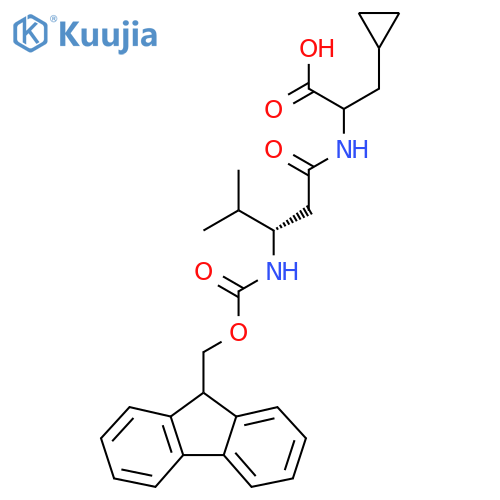 3-cyclopropyl-2-(3S)-3-({(9H-fluoren-9-yl)methoxycarbonyl}amino)-4-methylpentanamidopropanoic acid structure