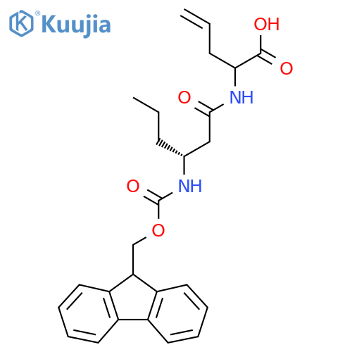 2-(3R)-3-({(9H-fluoren-9-yl)methoxycarbonyl}amino)hexanamidopent-4-enoic acid structure