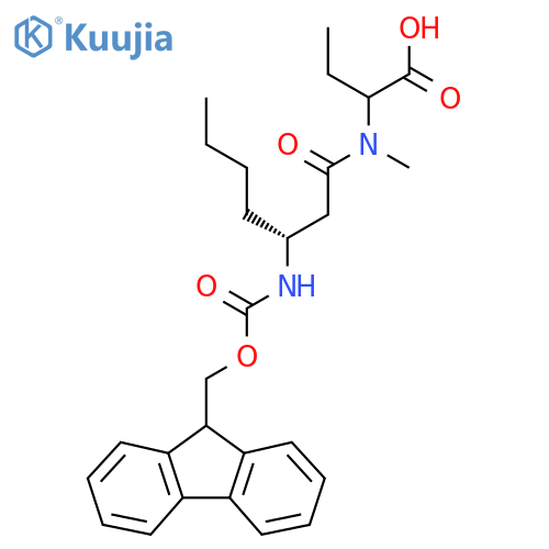 2-(3R)-3-({(9H-fluoren-9-yl)methoxycarbonyl}amino)-N-methylheptanamidobutanoic acid structure