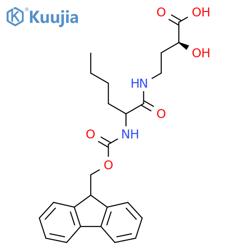 (2S)-4-2-({(9H-fluoren-9-yl)methoxycarbonyl}amino)hexanamido-2-hydroxybutanoic acid structure