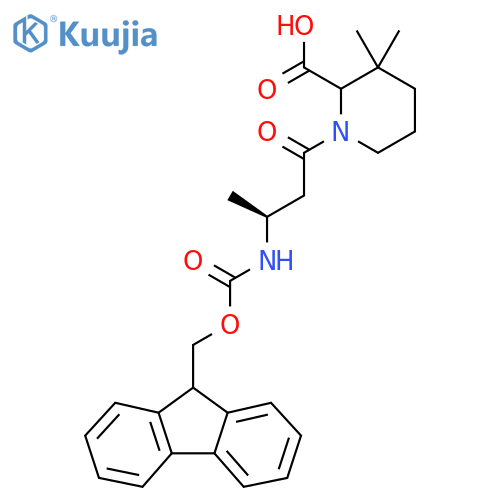 1-(3S)-3-({(9H-fluoren-9-yl)methoxycarbonyl}amino)butanoyl-3,3-dimethylpiperidine-2-carboxylic acid structure