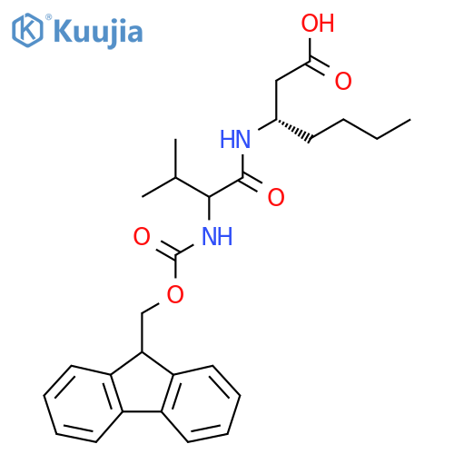 (3S)-3-2-({(9H-fluoren-9-yl)methoxycarbonyl}amino)-3-methylbutanamidoheptanoic acid structure