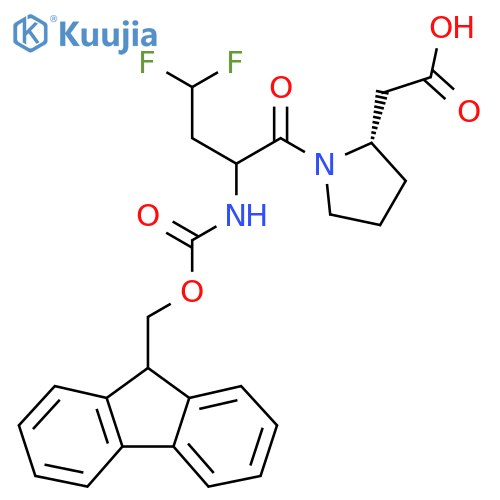 2-(2S)-1-2-({(9H-fluoren-9-yl)methoxycarbonyl}amino)-4,4-difluorobutanoylpyrrolidin-2-ylacetic acid structure