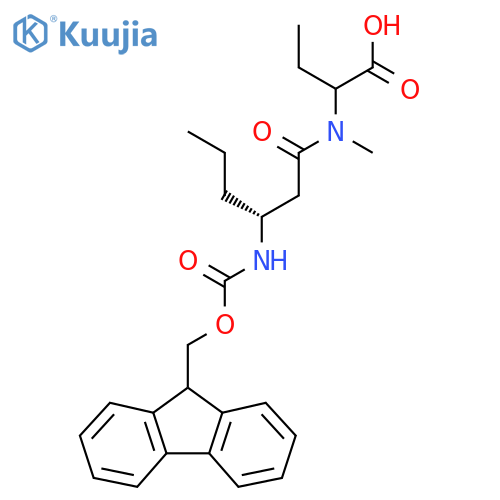 2-(3R)-3-({(9H-fluoren-9-yl)methoxycarbonyl}amino)-N-methylhexanamidobutanoic acid structure