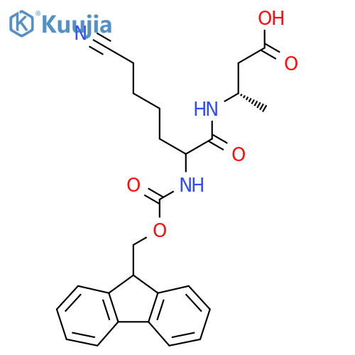 (3S)-3-6-cyano-2-({(9H-fluoren-9-yl)methoxycarbonyl}amino)hexanamidobutanoic acid structure