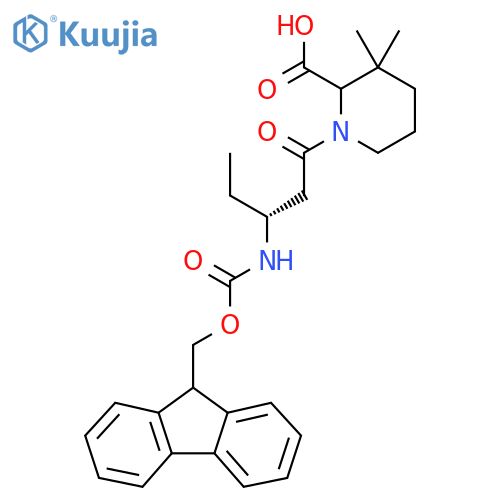 1-(3R)-3-({(9H-fluoren-9-yl)methoxycarbonyl}amino)pentanoyl-3,3-dimethylpiperidine-2-carboxylic acid structure