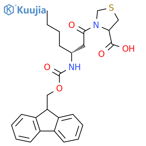 3-(3R)-3-({(9H-fluoren-9-yl)methoxycarbonyl}amino)heptanoyl-1,3-thiazolidine-4-carboxylic acid structure