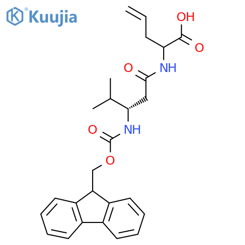 2-(3S)-3-({(9H-fluoren-9-yl)methoxycarbonyl}amino)-4-methylpentanamidopent-4-enoic acid structure