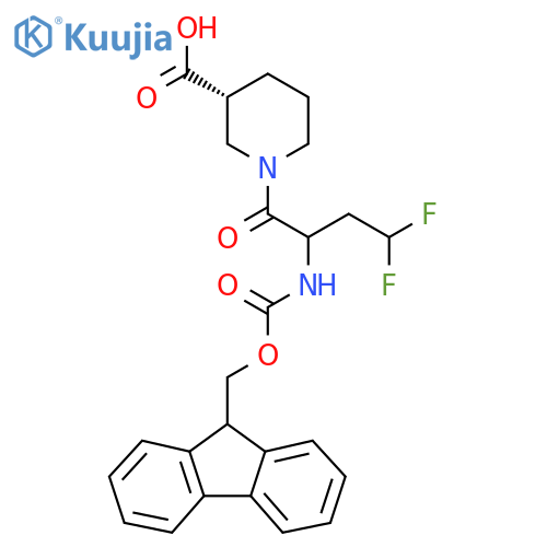 (3R)-1-2-({(9H-fluoren-9-yl)methoxycarbonyl}amino)-4,4-difluorobutanoylpiperidine-3-carboxylic acid structure