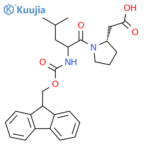 2-(2S)-1-2-({(9H-fluoren-9-yl)methoxycarbonyl}amino)-4-methylpentanoylpyrrolidin-2-ylacetic acid structure