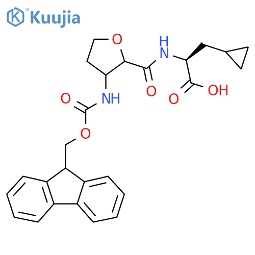 (2S)-3-cyclopropyl-2-{3-({(9H-fluoren-9-yl)methoxycarbonyl}amino)oxolan-2-ylformamido}propanoic acid structure