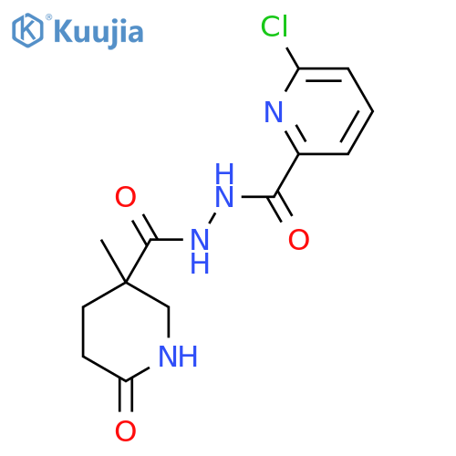 6-chloro-N'-(3-methyl-6-oxopiperidine-3-carbonyl)pyridine-2-carbohydrazide structure