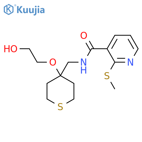 N-{4-(2-hydroxyethoxy)thian-4-ylmethyl}-2-(methylsulfanyl)pyridine-3-carboxamide structure