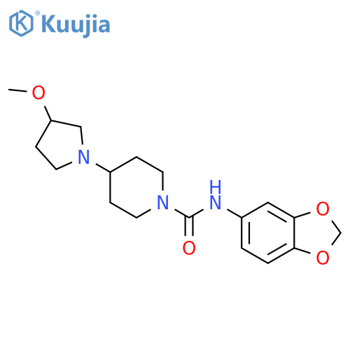 N-(2H-1,3-benzodioxol-5-yl)-4-(3-methoxypyrrolidin-1-yl)piperidine-1-carboxamide structure