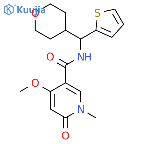 4-methoxy-1-methyl-N-(oxan-4-yl)(thiophen-2-yl)methyl-6-oxo-1,6-dihydropyridine-3-carboxamide structure