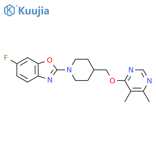 2-(4-{(5,6-dimethylpyrimidin-4-yl)oxymethyl}piperidin-1-yl)-6-fluoro-1,3-benzoxazole structure
