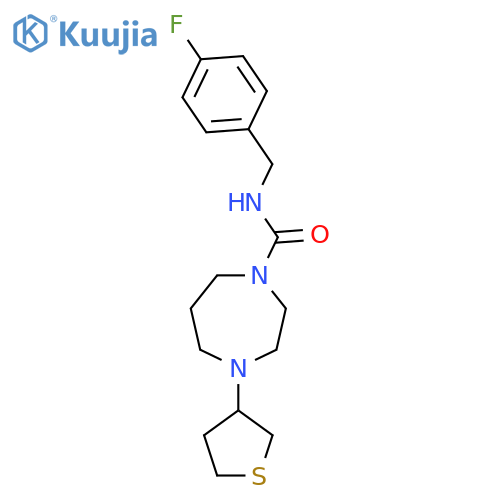 N-[(4-fluorophenyl)methyl]-4-(thiolan-3-yl)-1,4-diazepane-1-carboxamide structure