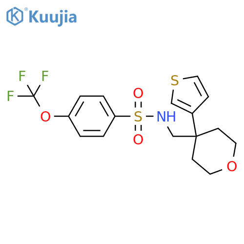 N-{4-(thiophen-3-yl)oxan-4-ylmethyl}-4-(trifluoromethoxy)benzene-1-sulfonamide structure