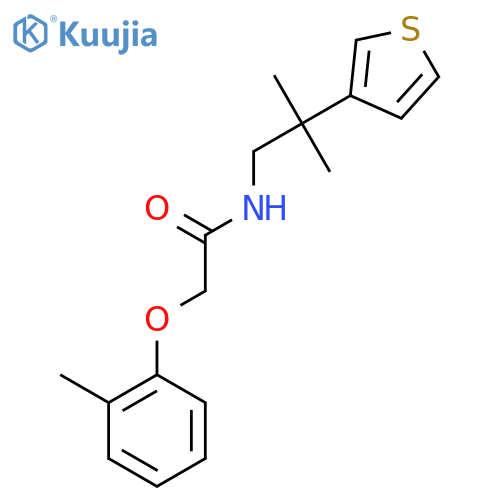 N-2-methyl-2-(thiophen-3-yl)propyl-2-(2-methylphenoxy)acetamide structure